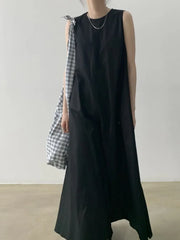 Round Neck Sleeveless Linen Maxi Dress
