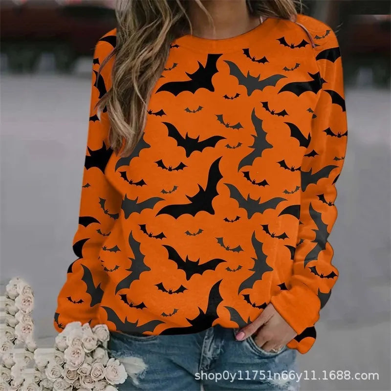 Halloween Tie‑Dye Letter Print Crew Neck Sweatshirt
