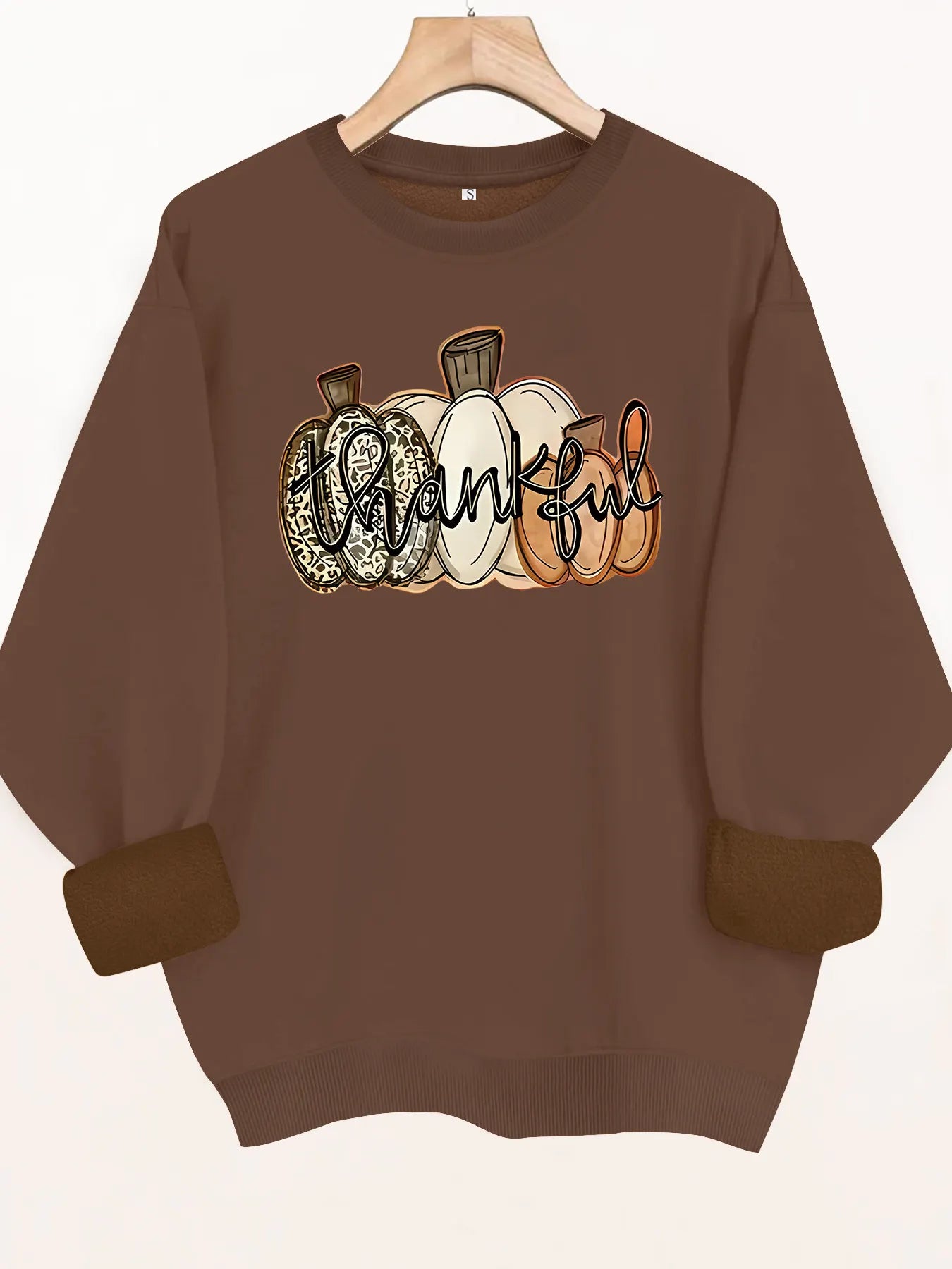Halloween Pumpkin Thankful Letter Graphic Sweatshirt