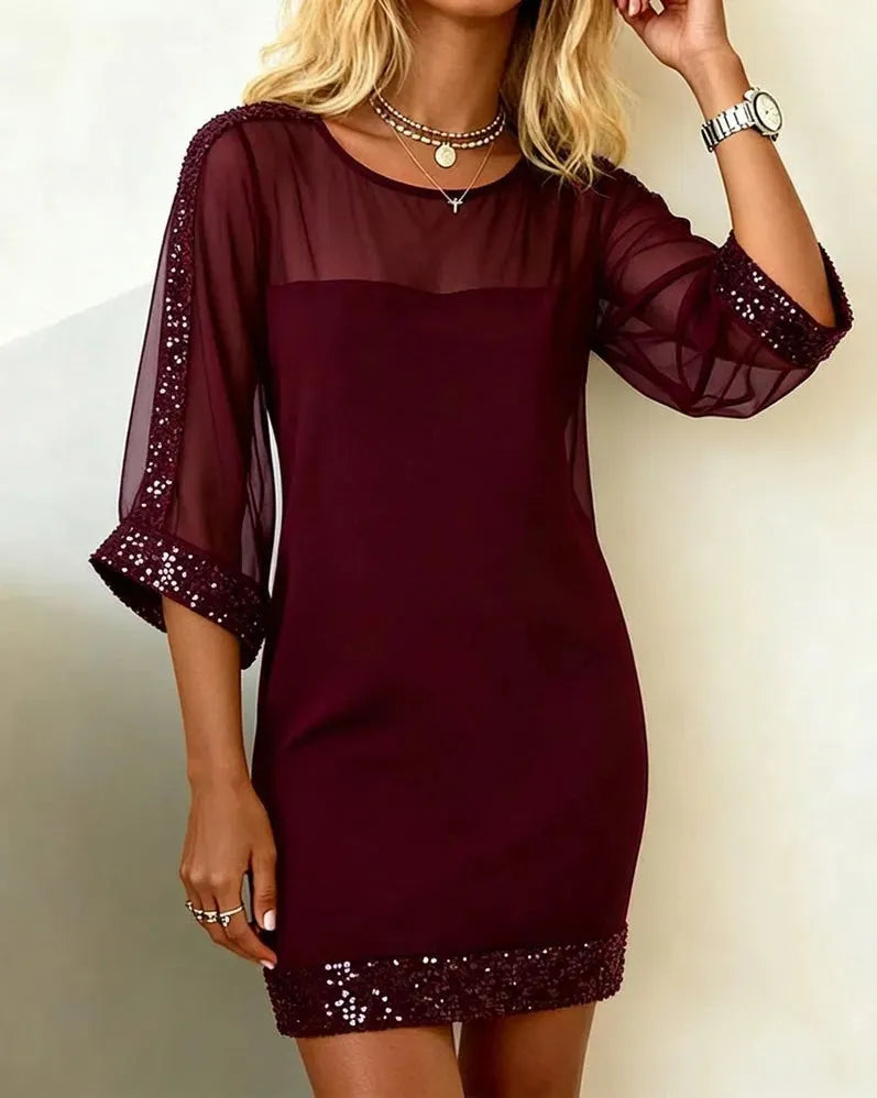 Black Mesh & Sequin Bodycon Dress