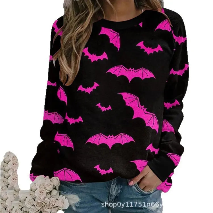 Halloween Tie‑Dye Letter Print Crew Neck Sweatshirt