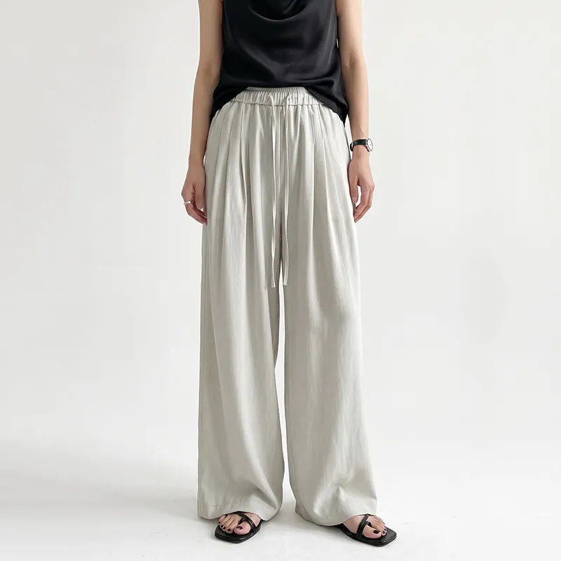 High Waist Drawstring Loose Wide Leg Casual Pants