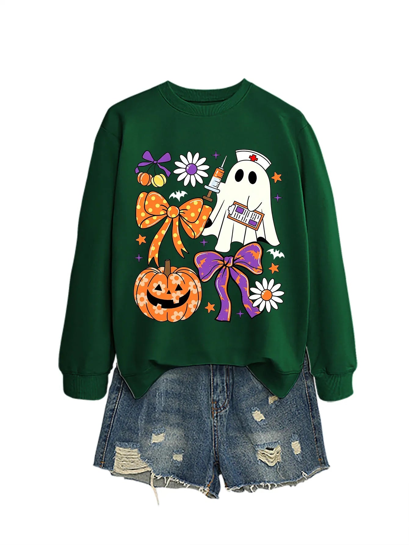 Nurse Ghost Halloween Crewneck Sweatshirt