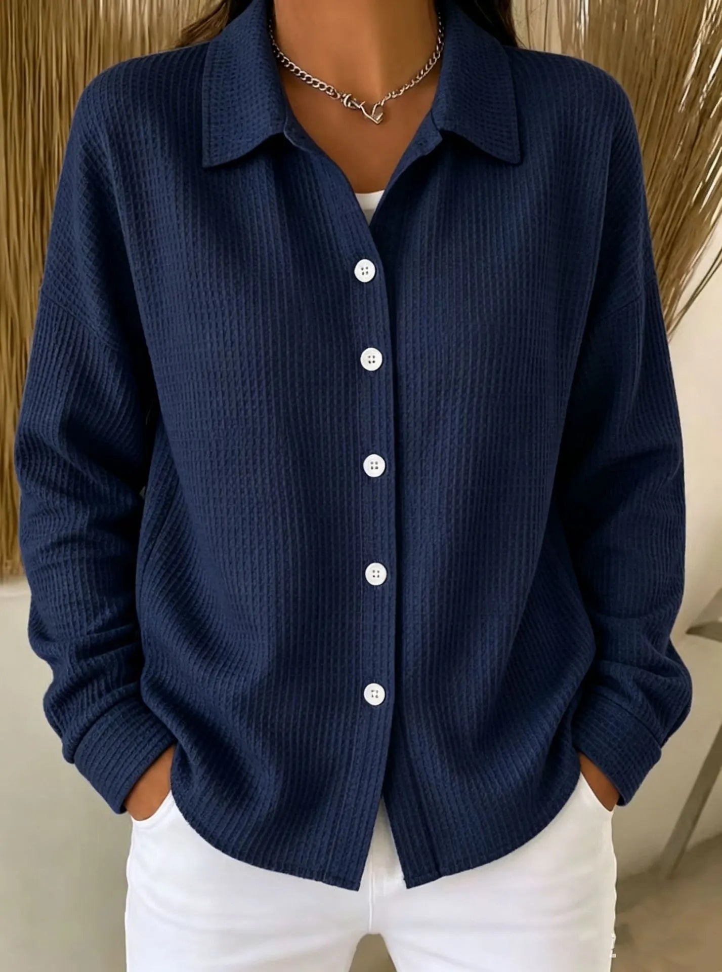 Solid Color Lapel Shirt