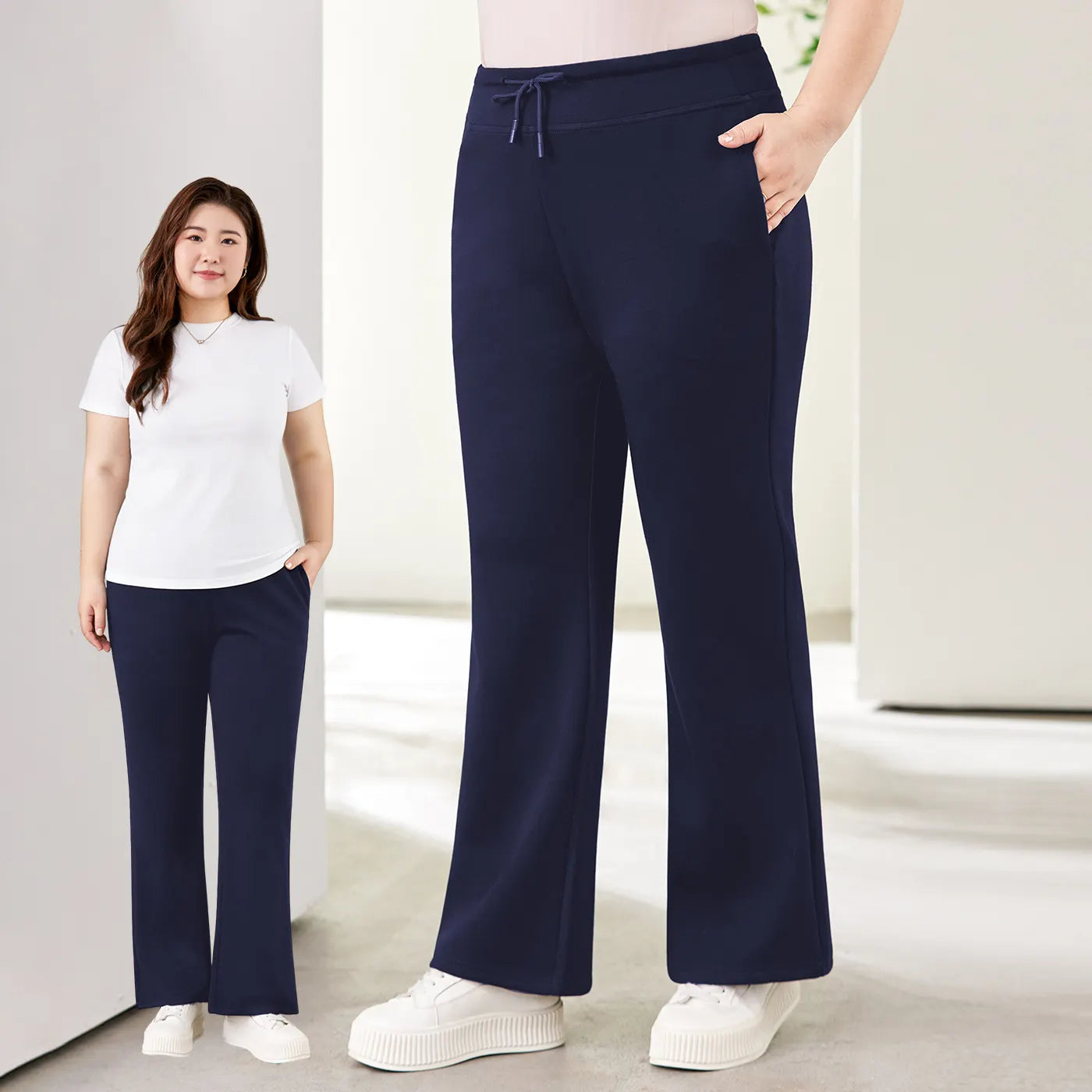 High Waist Plus Size Wide Leg Long Pants