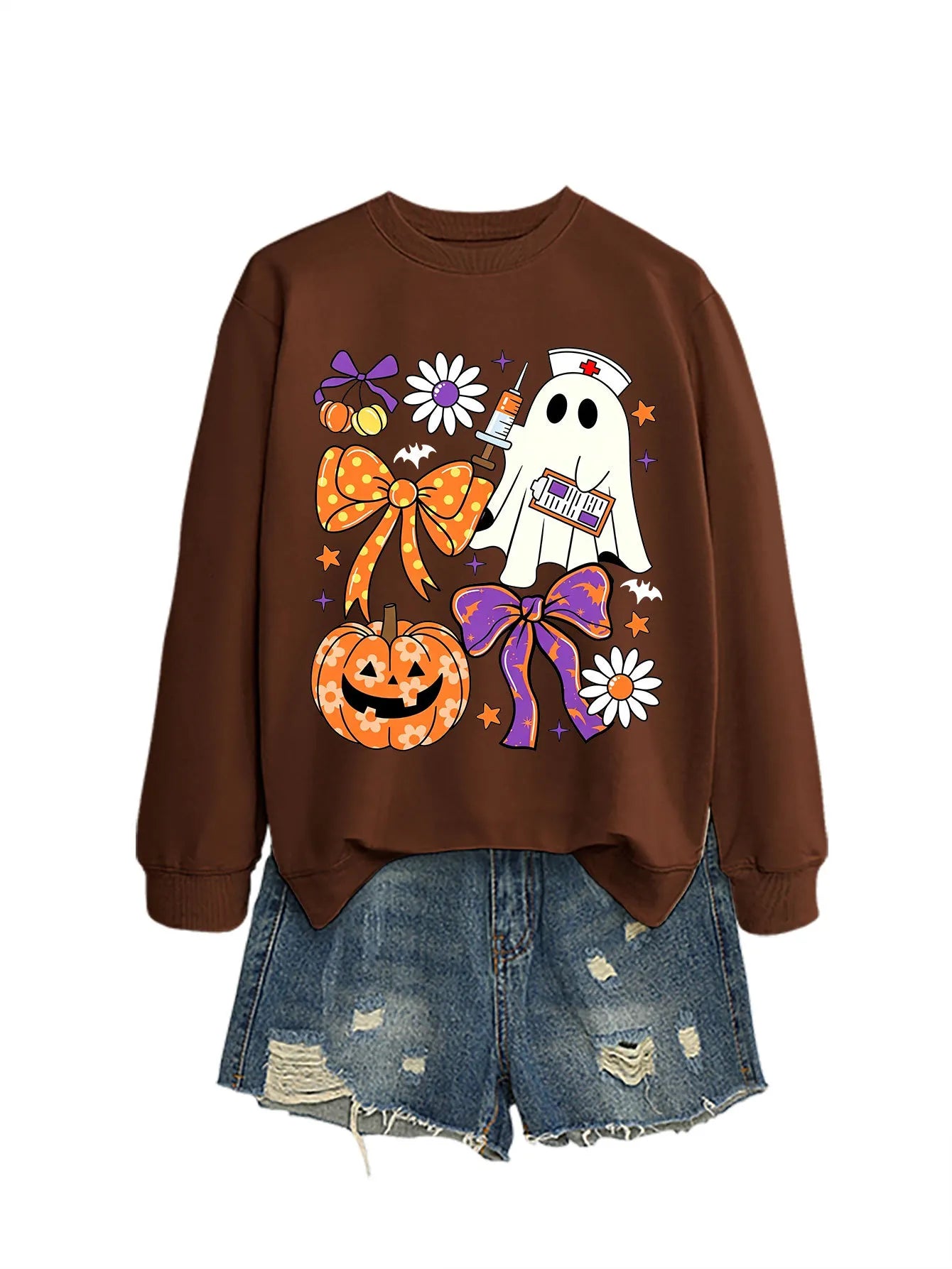 Nurse Ghost Halloween Crewneck Sweatshirt