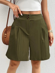 High Waist Pleated Wide Leg Shorts