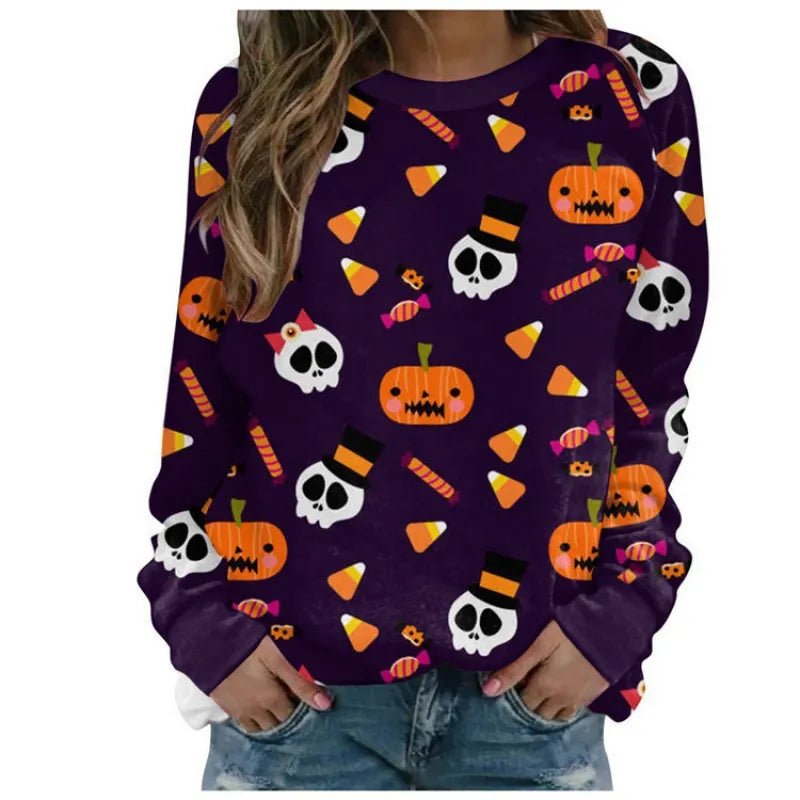 Halloween Bat Print Crew Neck Sweatshirt