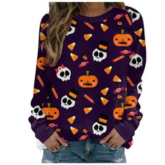 Halloween Bat Print Crew Neck Sweatshirt