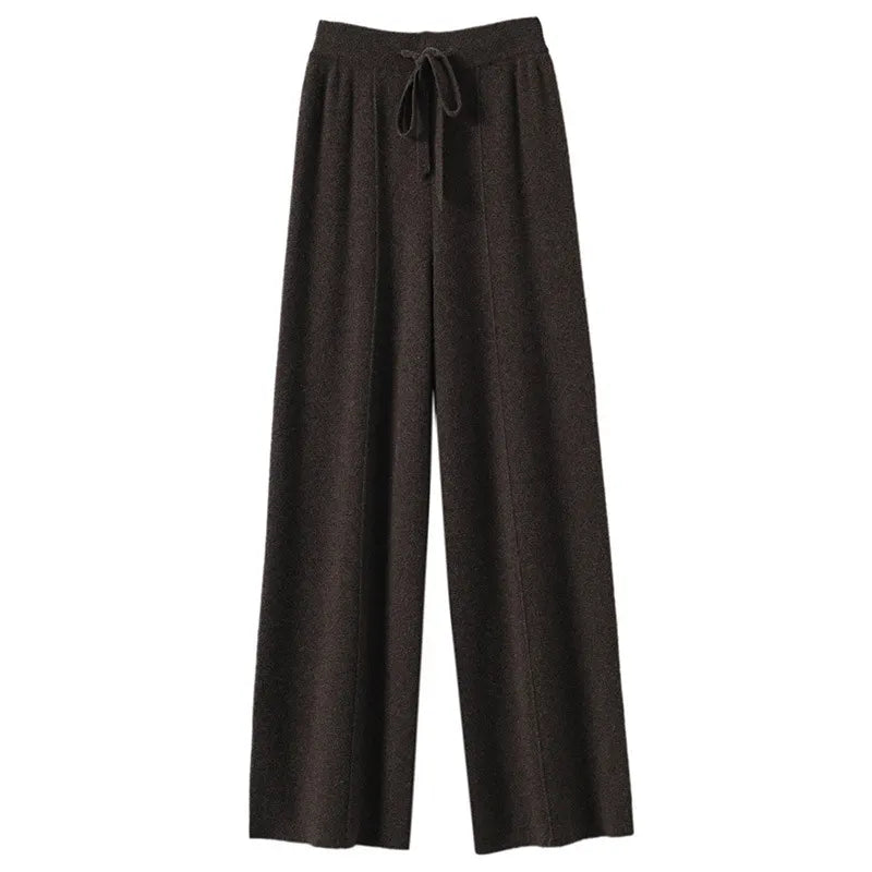 High‑Waist Knit Wide Leg Pants