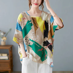 Abstract Print Loose Tunic Top