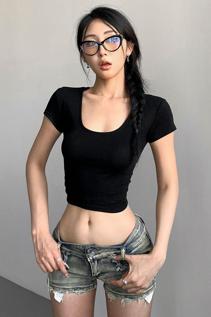 Short Sleeve Crop Top Tee