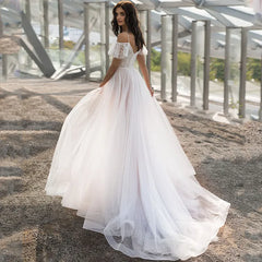 Off-the-Shoulder Sparkle Tulle Wedding Dress
