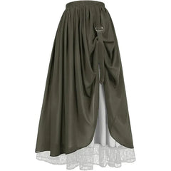Halloween Buckle Drawstring Double Layer Lace Midi Skirt
