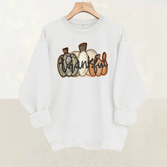 Halloween Pumpkin Thankful Letter Graphic Sweatshirt