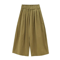 Mid Waist Loose Straight Cropped Casual Pants