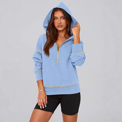 Gold Trim Long Sleeve Pullover Sweatshirt