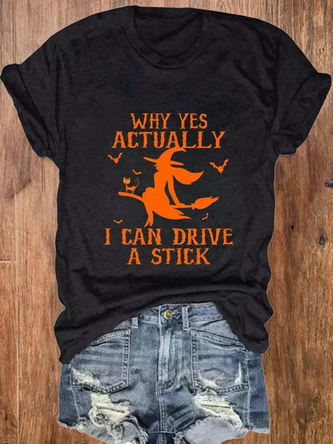 Halloween Skull Face Print Crew Neck Short Sleeve T‑Shirt