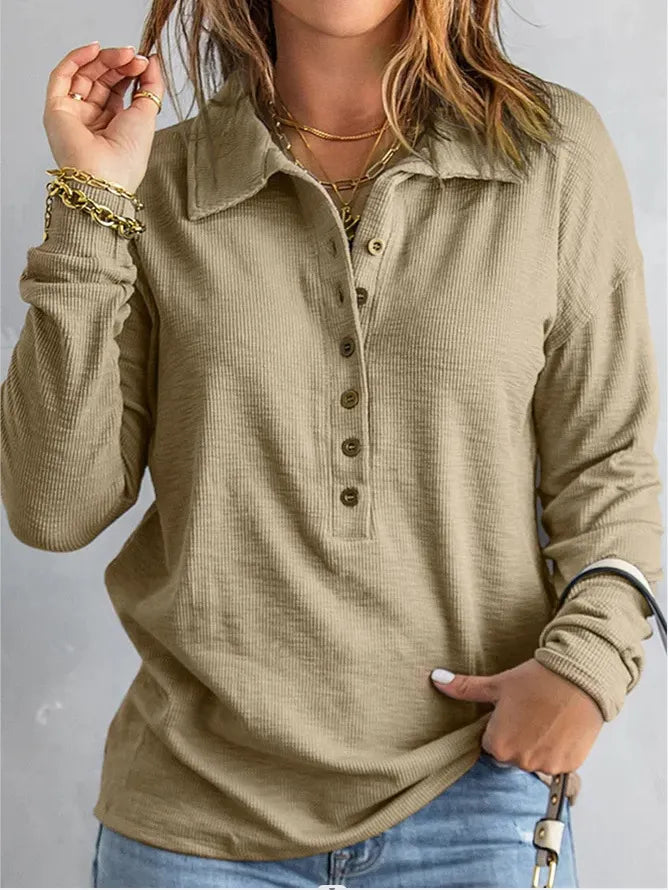 Waffle Knit Henley Top