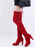 Thigh High Faux Suede Stiletto Boots