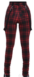 High Waist Plaid Zip Front Pants