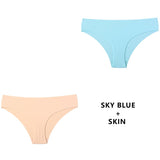 2PCS/Set Panties For Seamless Panty Set Solid Invisible Underwear Low Waist Briefs Underpant Lingerie