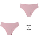 2PCS/Set Panties For Seamless Panty Set Solid Invisible Underwear Low Waist Briefs Underpant Lingerie