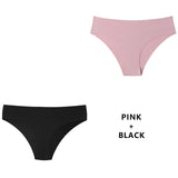 2PCS/Set Panties For Seamless Panty Set Solid Invisible Underwear Low Waist Briefs Underpant Lingerie