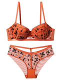 Embroidery Lace Bra Set Lingerie Push Up Brassiere Hollow Out Underwear Set Transparent Panties Underwear