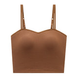 Female Push Up Bras Double Strap Crop Wirefree Brassiere Seamless Underwear With Built In Bra