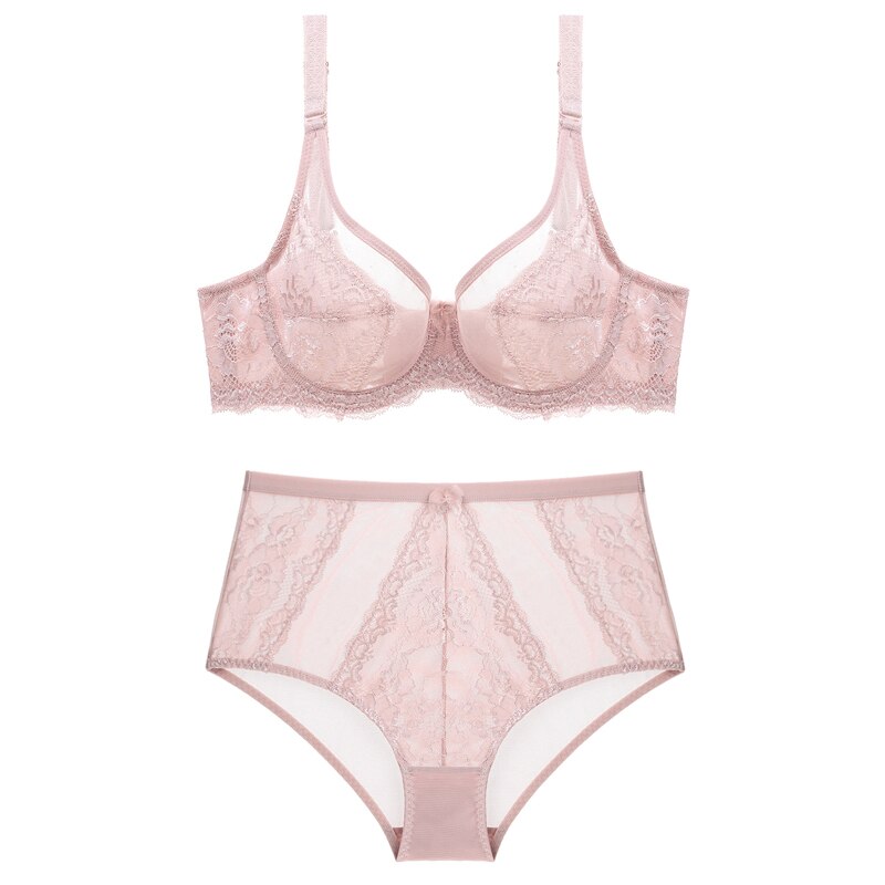 French Lace Embroidery Bra Set Push Up Lingerie Ultra-thin Underwear Set