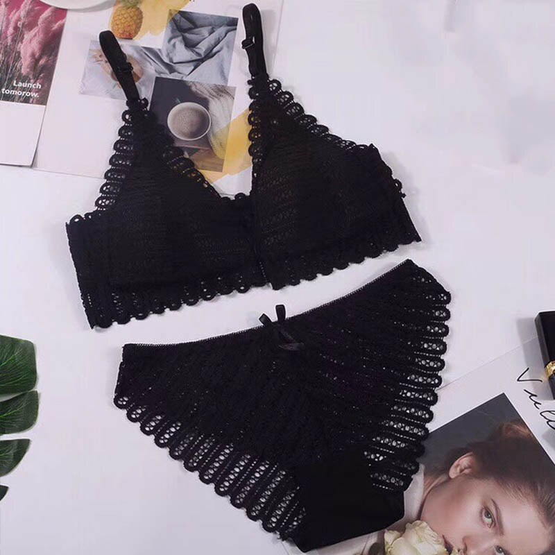 French Lace Front Closure Bra And Panties Set Lingerie Set