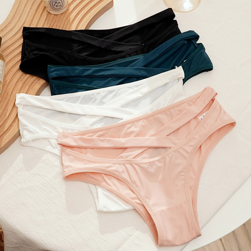 Hollow Out Lingerie Ice Silk Panties Elasticity Underwear