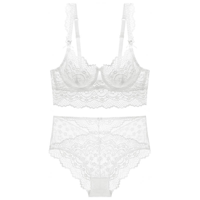 Bra Set Lingerie Push Up Brassiere Ultra-Thin Lace Underwear Set Transparent Panties Underpant Panty Set Two-Piece