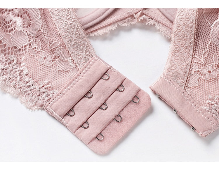French Lace Embroidery Bra Set Push Up Lingerie Ultra-thin Underwear Set