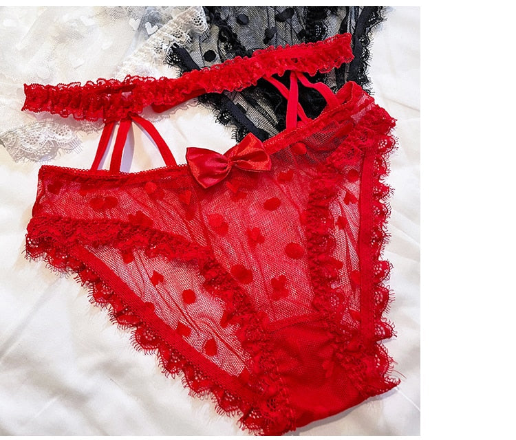 High Waist Mesh Panties Lace Underwear Transparent Hollow Out Lingerie