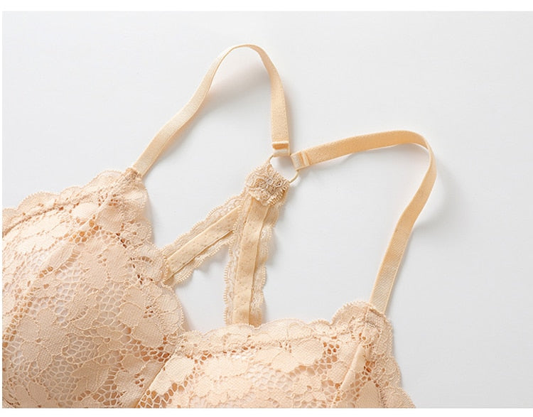 Hollow Out Bralette Solid Color Beauty Back Lace Underwear