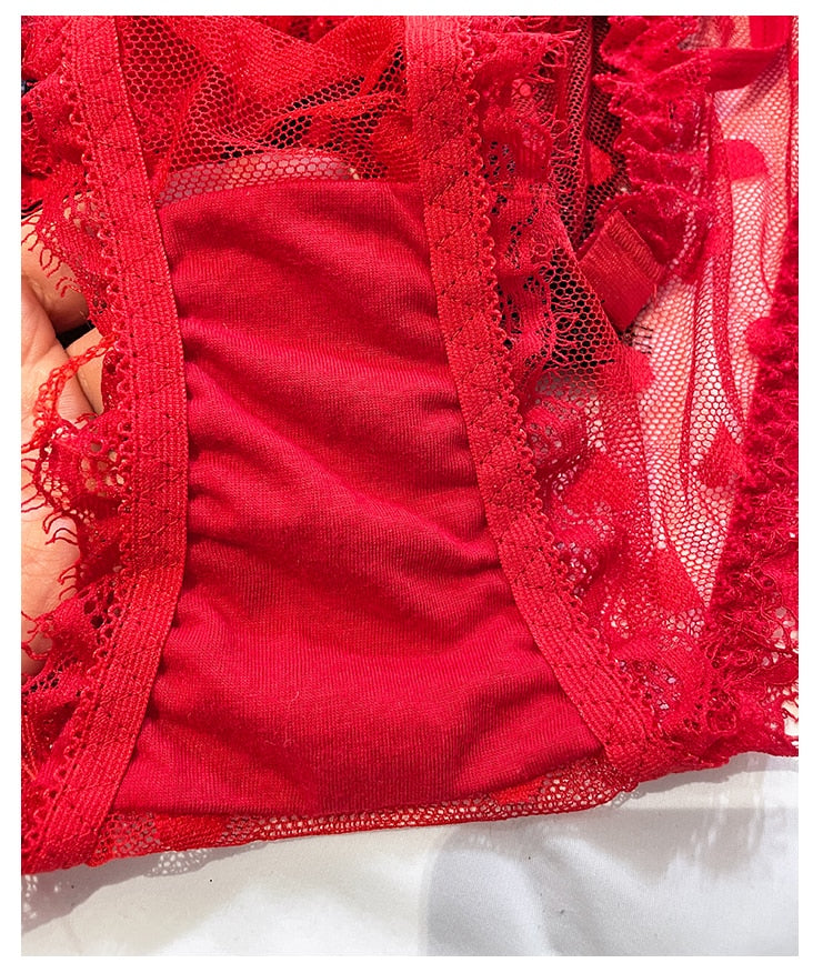 High Waist Mesh Panties Lace Underwear Transparent Hollow Out Lingerie