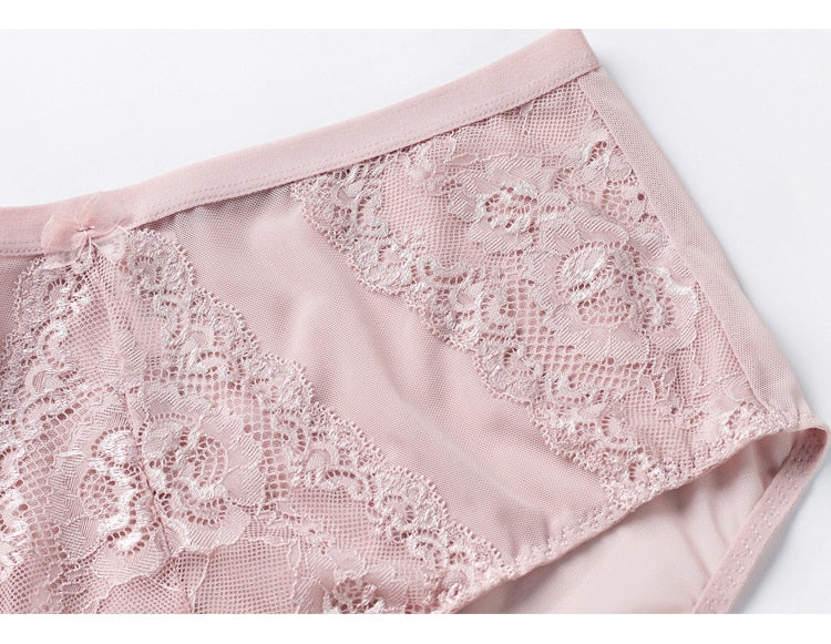 French Lace Embroidery Bra Set Push Up Lingerie Ultra-thin Underwear Set