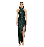 Fatima Sequin Cowl Neck Bodycon Formal Dress