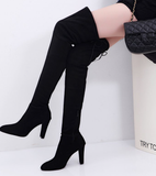 Thigh High Faux Suede Stiletto Boots