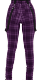 High Waist Plaid Zip Front Pants