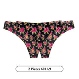 2Pcs/Lot Flowers Lingerie Temptation Low-waist Panties Thong No Trace Breathable Underwear G String Intimates
