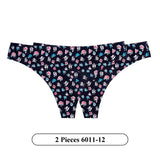 2Pcs/Lot Flowers Lingerie Temptation Low-waist Panties Thong No Trace Breathable Underwear G String Intimates