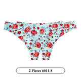 2Pcs/Lot Flowers Lingerie Temptation Low-waist Panties Thong No Trace Breathable Underwear G String Intimates
