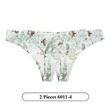 2Pcs/Lot Flowers Lingerie Temptation Low-waist Panties Thong No Trace Breathable Underwear G String Intimates