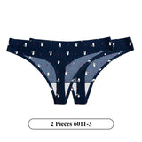 2Pcs/Lot Flowers Lingerie Temptation Low-waist Panties Thong No Trace Breathable Underwear G String Intimates