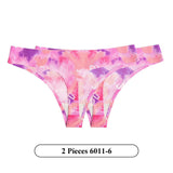 2Pcs/Lot Flowers Lingerie Temptation Low-waist Panties Thong No Trace Breathable Underwear G String Intimates
