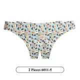 2Pcs/Lot Flowers Lingerie Temptation Low-waist Panties Thong No Trace Breathable Underwear G String Intimates