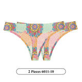 2Pcs/Lot Flowers Lingerie Temptation Low-waist Panties Thong No Trace Breathable Underwear G String Intimates